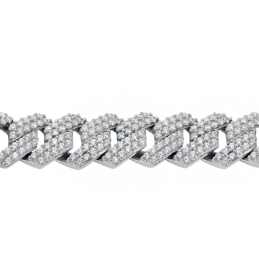 Real silver zigzag cuban iced out bracelet