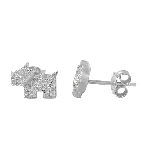 Boucles d'oreilles chien en argent sterling 925