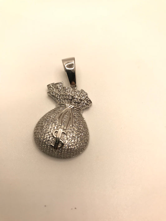 Sterling silver money bag pendant