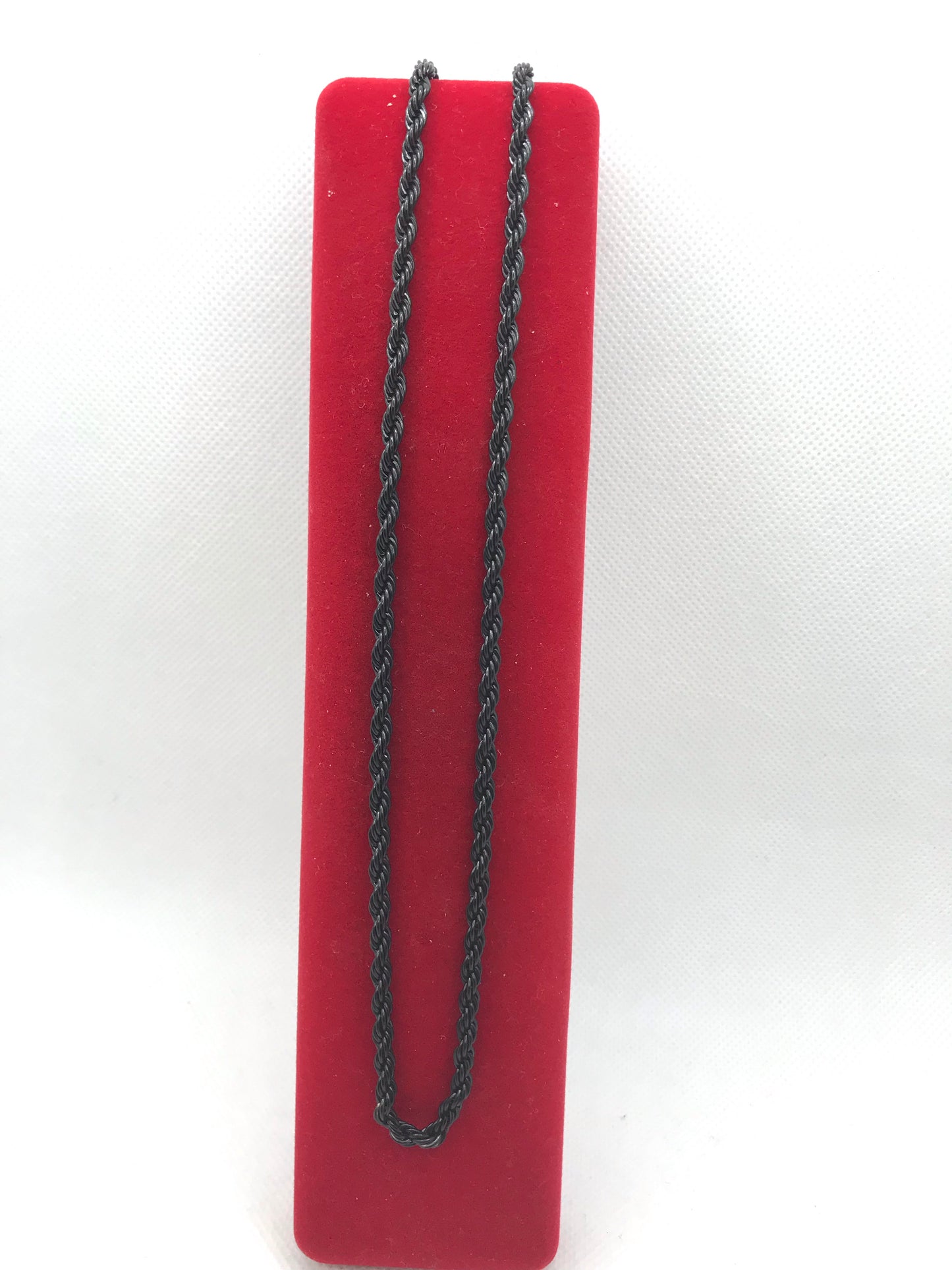 Chaîne en corde noire en acier inoxydable