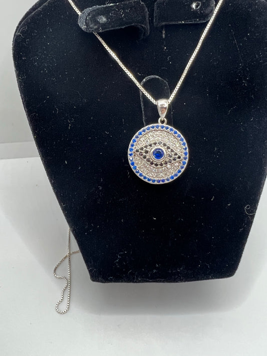Collier en argent véritable contre le mauvais œil
