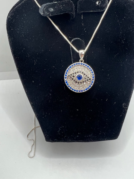 Real silver evil eye necklace