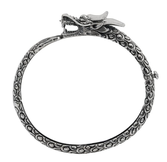 925 sterling silver dragon cuff bangle