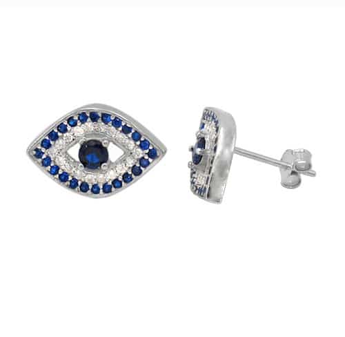 Boucles d'oreilles à tige en argent véritable contre le mauvais œil