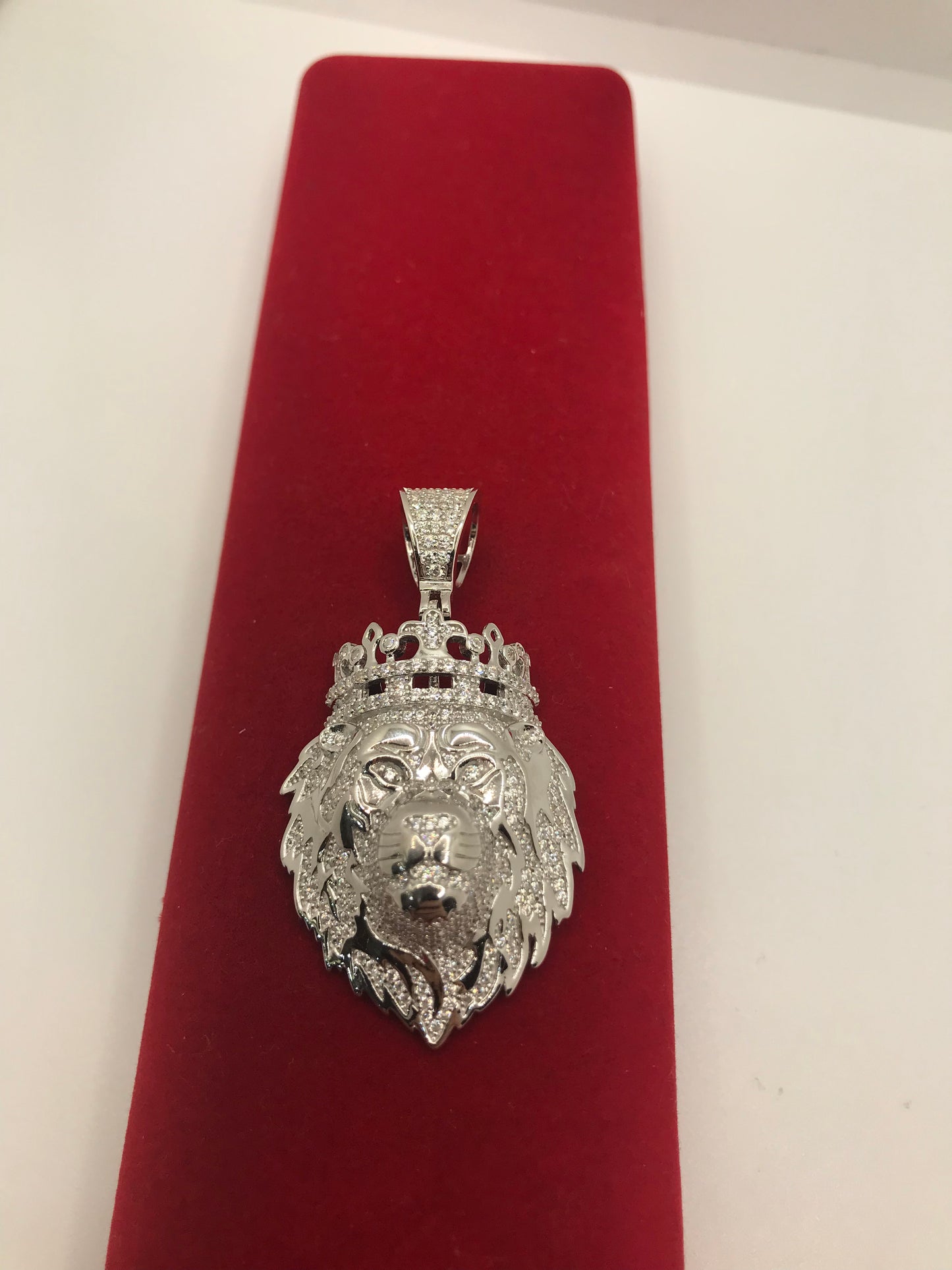 Sterling silver CZ stone lion pendant