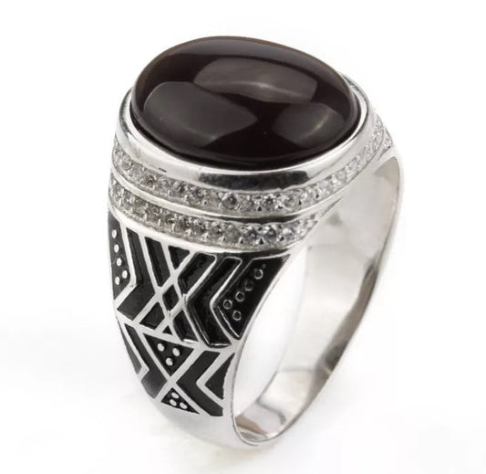 Sterling silver onyx ring