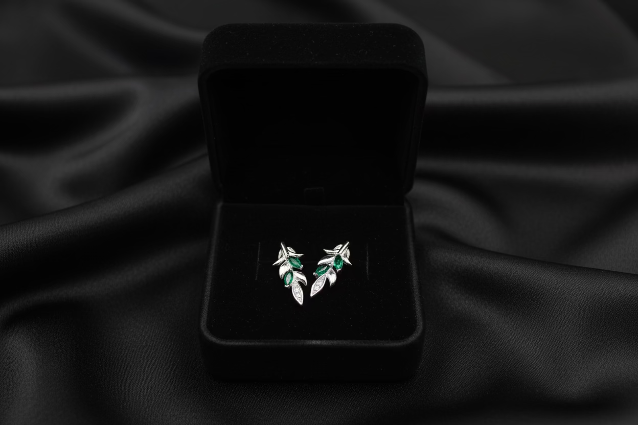 Real silver leaf earrings