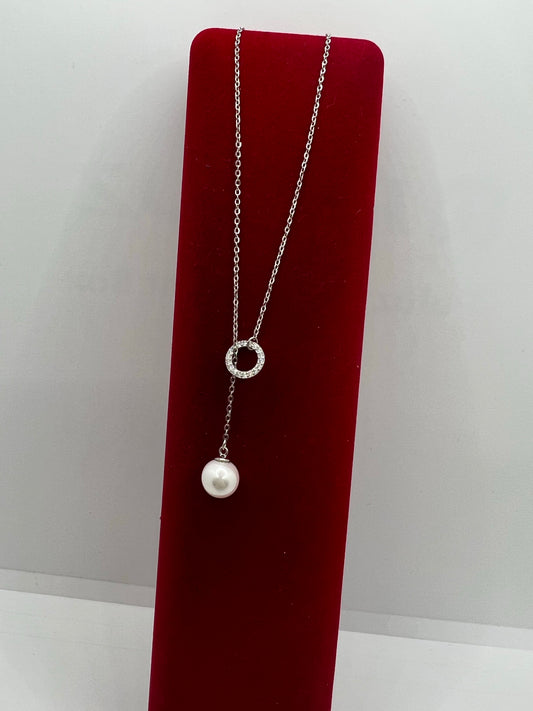 Real silver adjustable freshwater pearl necklace