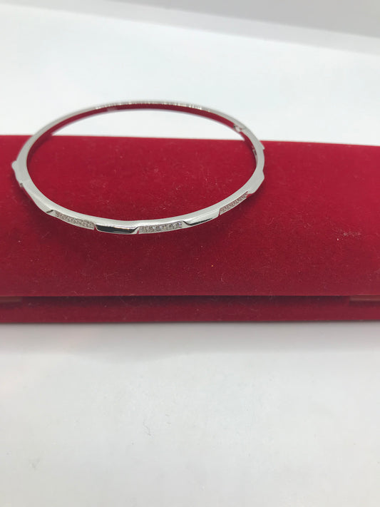 Bracelet jonc en argent véritable avec pierre CZ