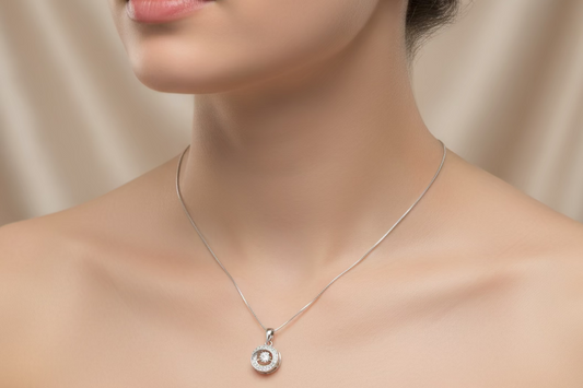 Real silver dancing stone necklace