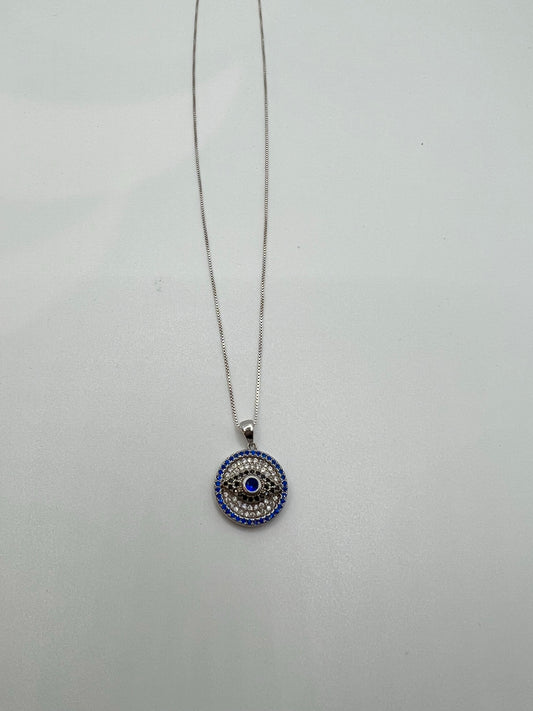 Real silver evil eye necklace