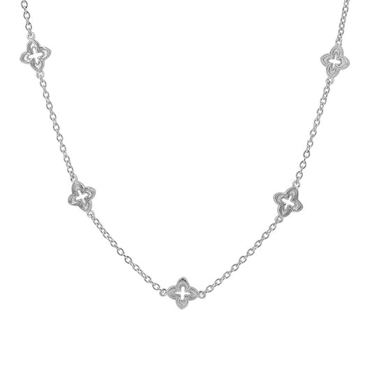 Collier trèfle à quatre feuilles en argent véritable