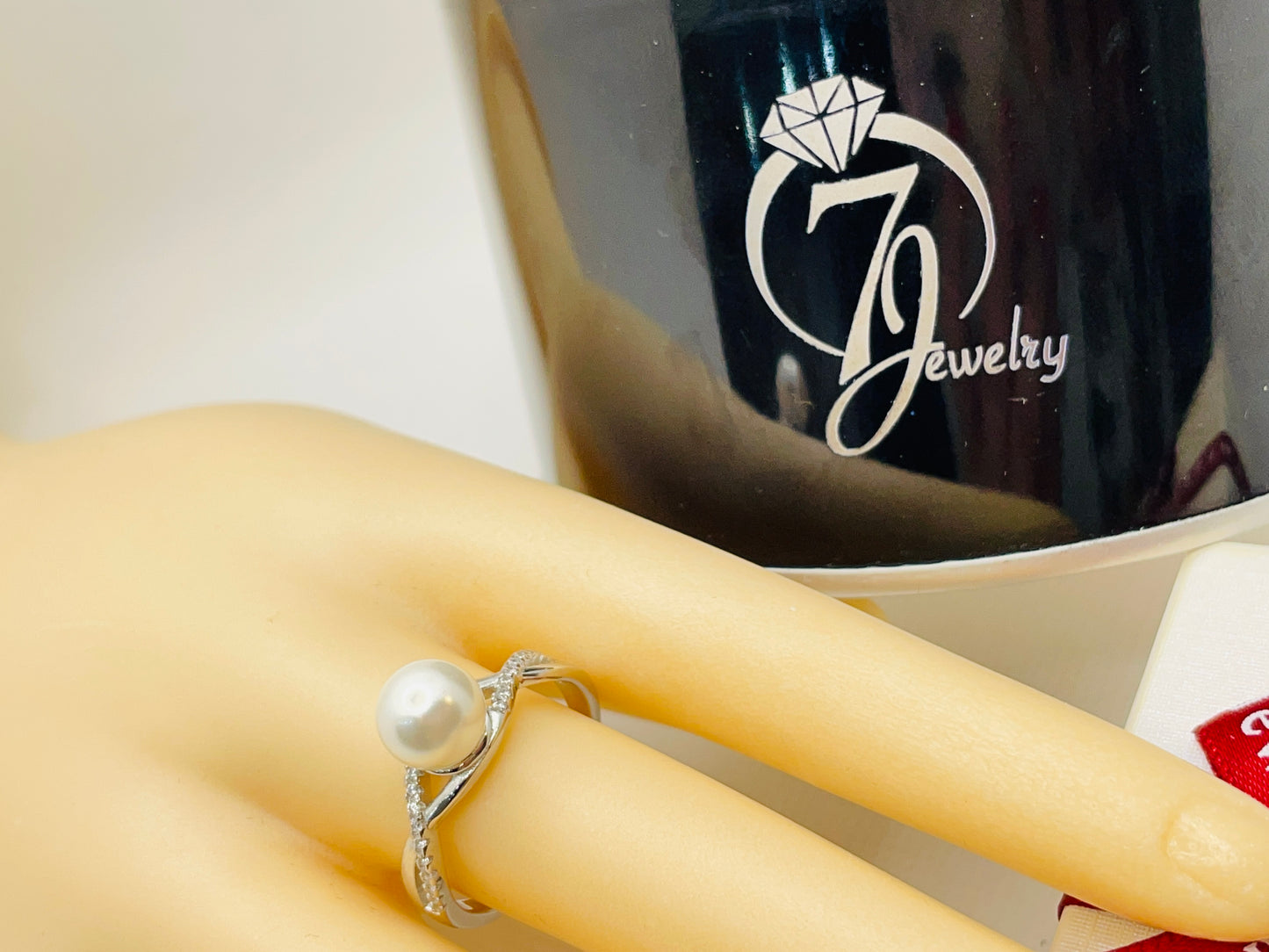 Bague en argent sterling 925 avec perles