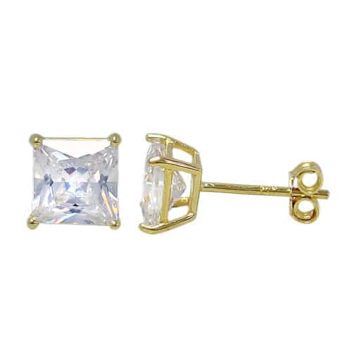 Sterling silver gold plated square studs