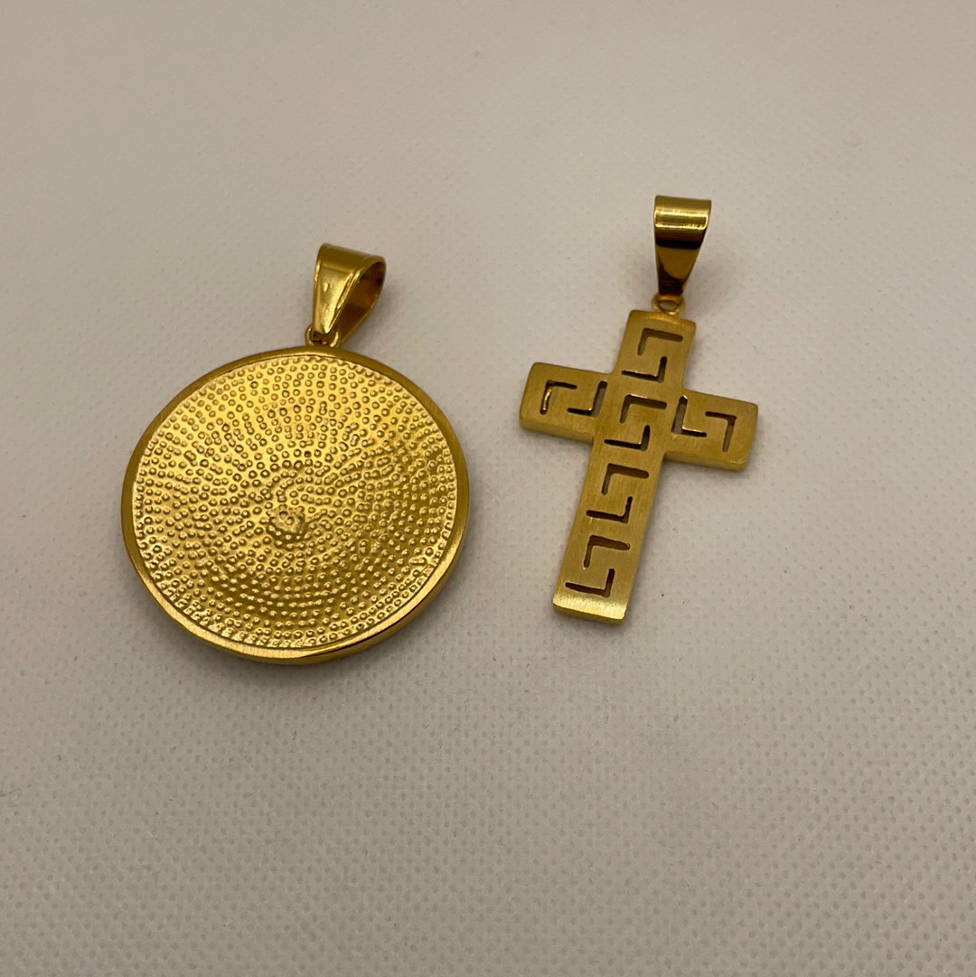 Fashionable gold plated pendants.