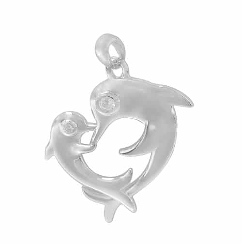 Real silver dual dolphin pendant
