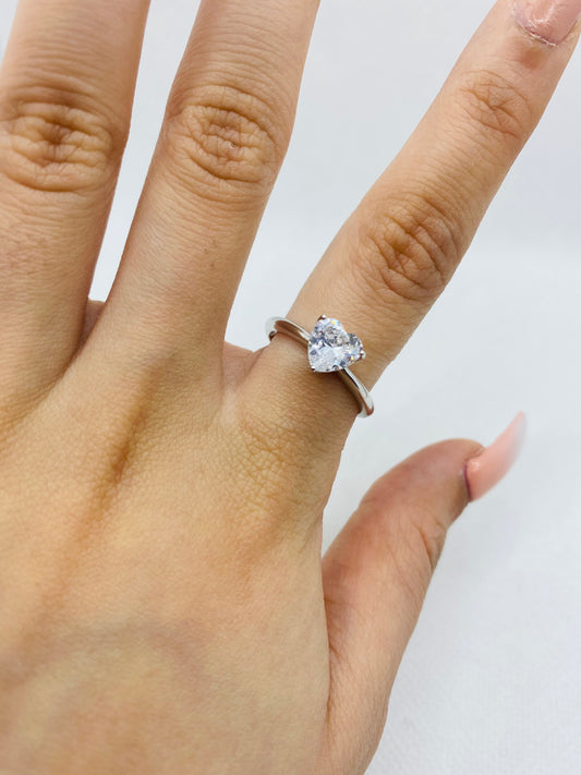 Real Silver Heart  Ring
