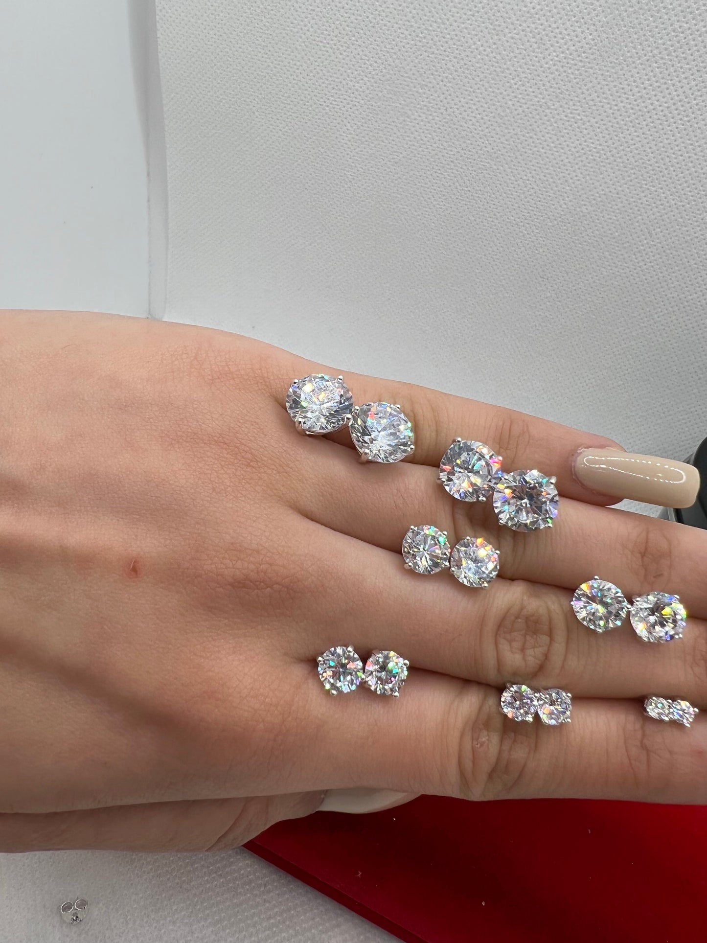 Clous d'oreilles en argent véritable (pierre ronde)