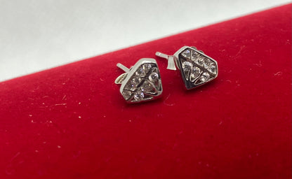 Real silver diamond stud earrings