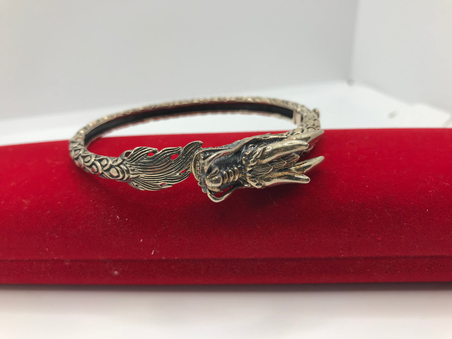 925 sterling silver dragon cuff bangle