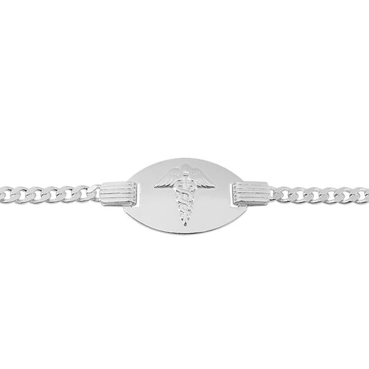 Real silver medical id curb bracelet