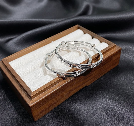 Sterling silver clover baby bangle