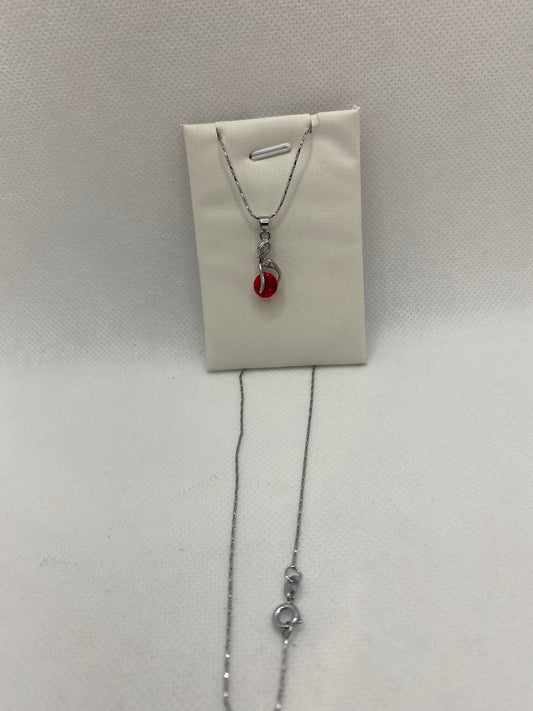 Real Silver blue, red and green necklace