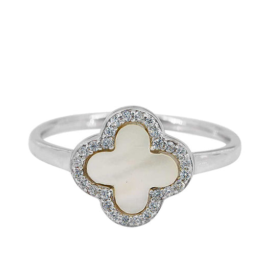 Real silver 4 leaf clover ring