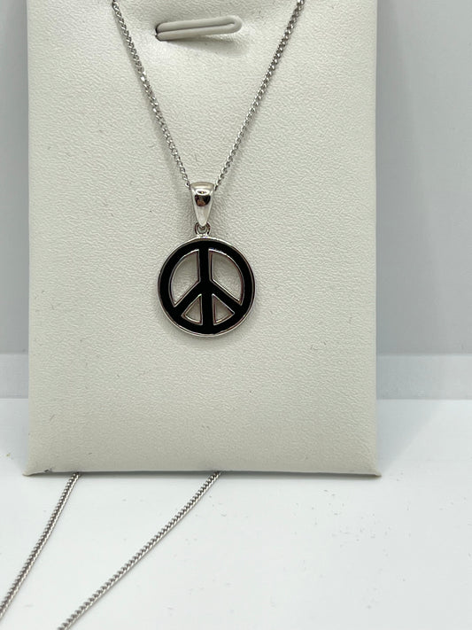 Collier en argent véritable avec signe de paix