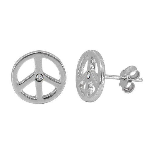 925 sterling silver peace sign stud