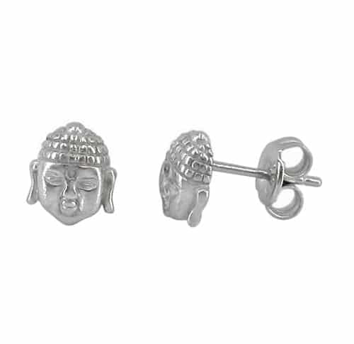 Sterling silver buddha stud earrings