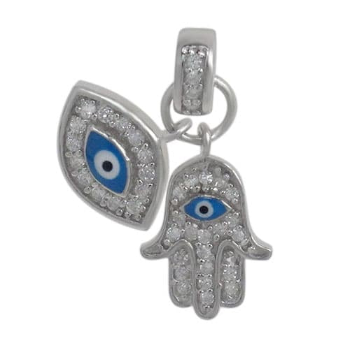 Sterling silver evil eye & hamsa  pendant
