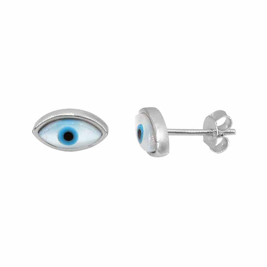 Boucles d'oreilles à tige en argent véritable contre le mauvais œil