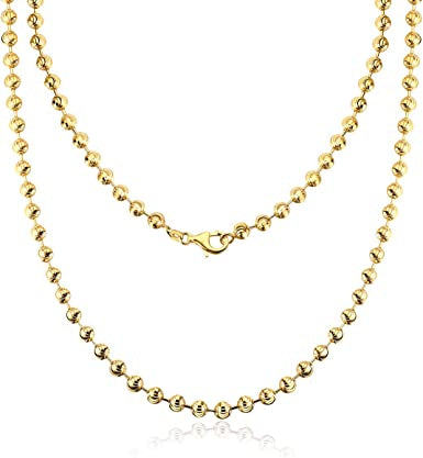 Real Silver Gold Plated ball chain