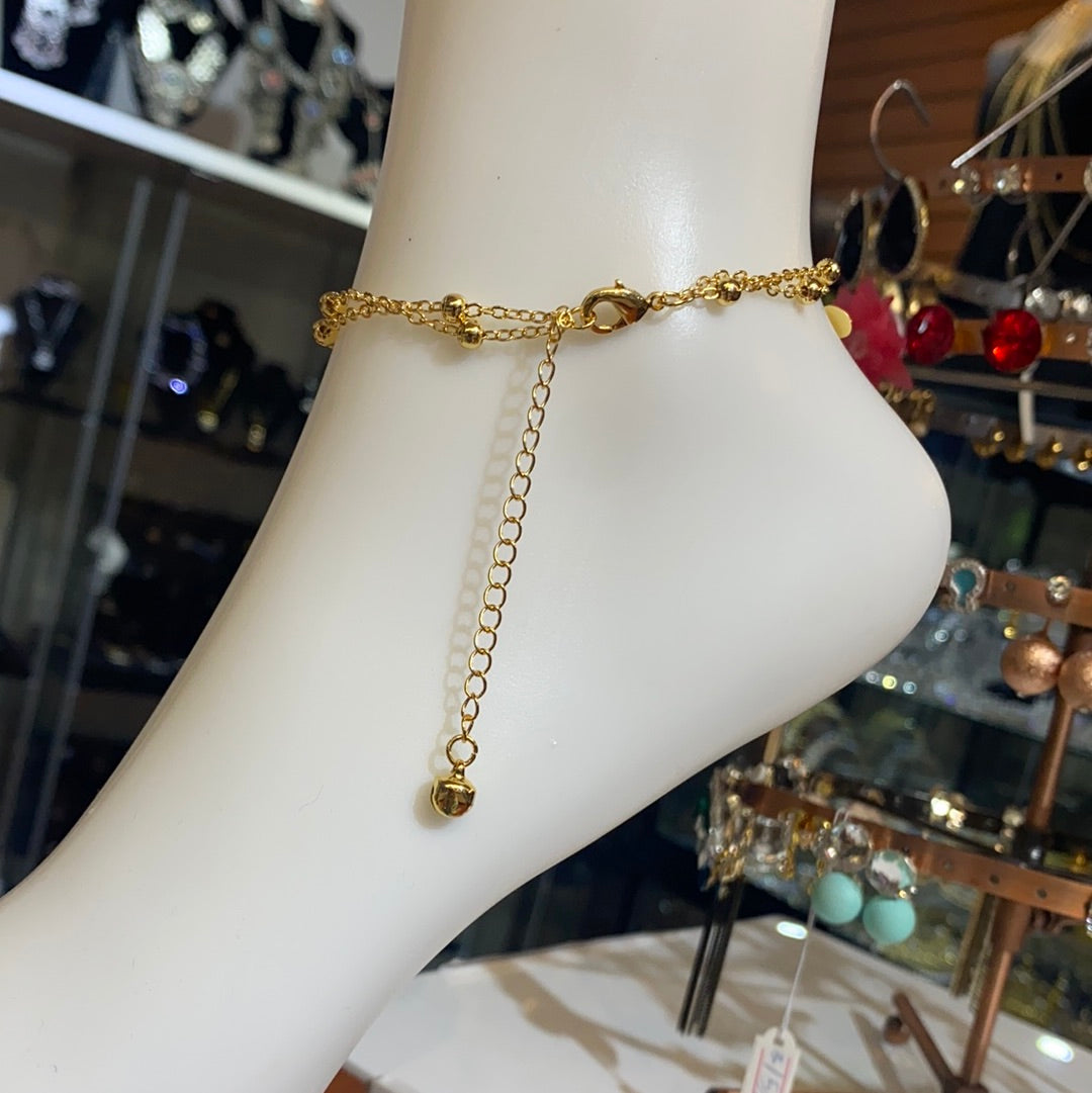 Gold Plated ball and heart anklet (Jhanjar)