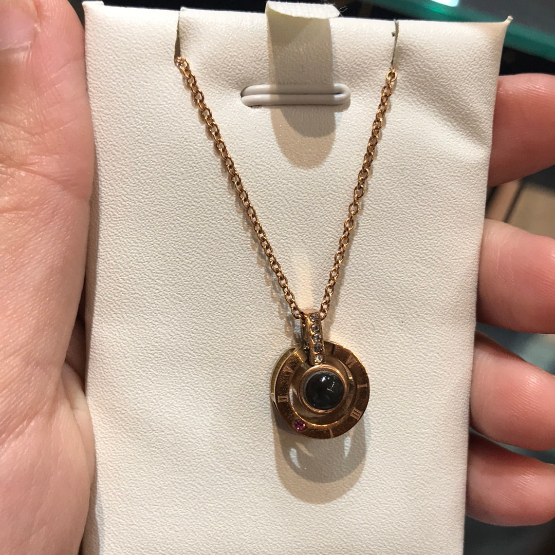 Collier en acier inoxydable 316L avec inscription « Je t'aime » en 100 langues, cadeau de Saint-Valentin