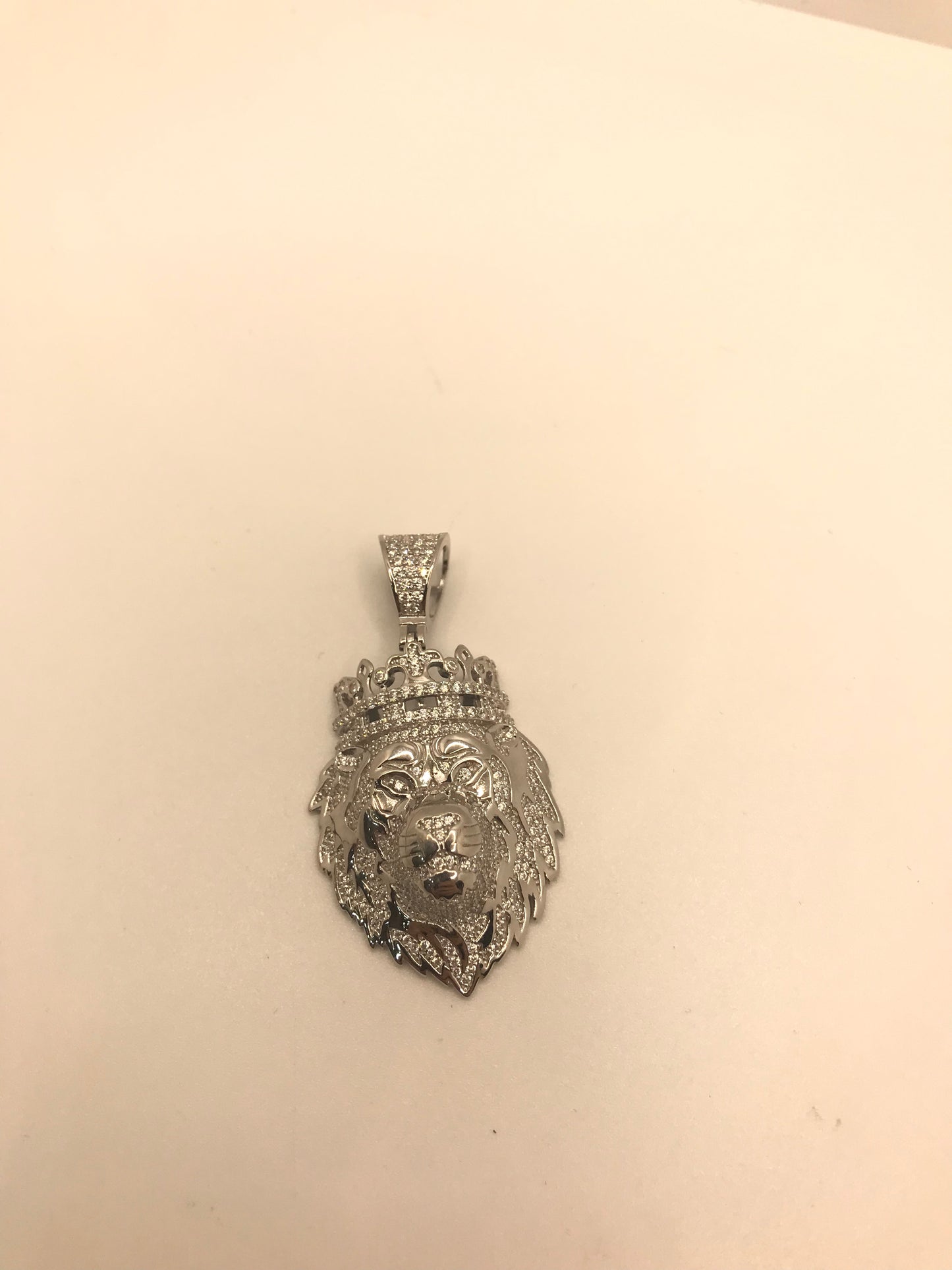 Sterling silver CZ stone lion pendant