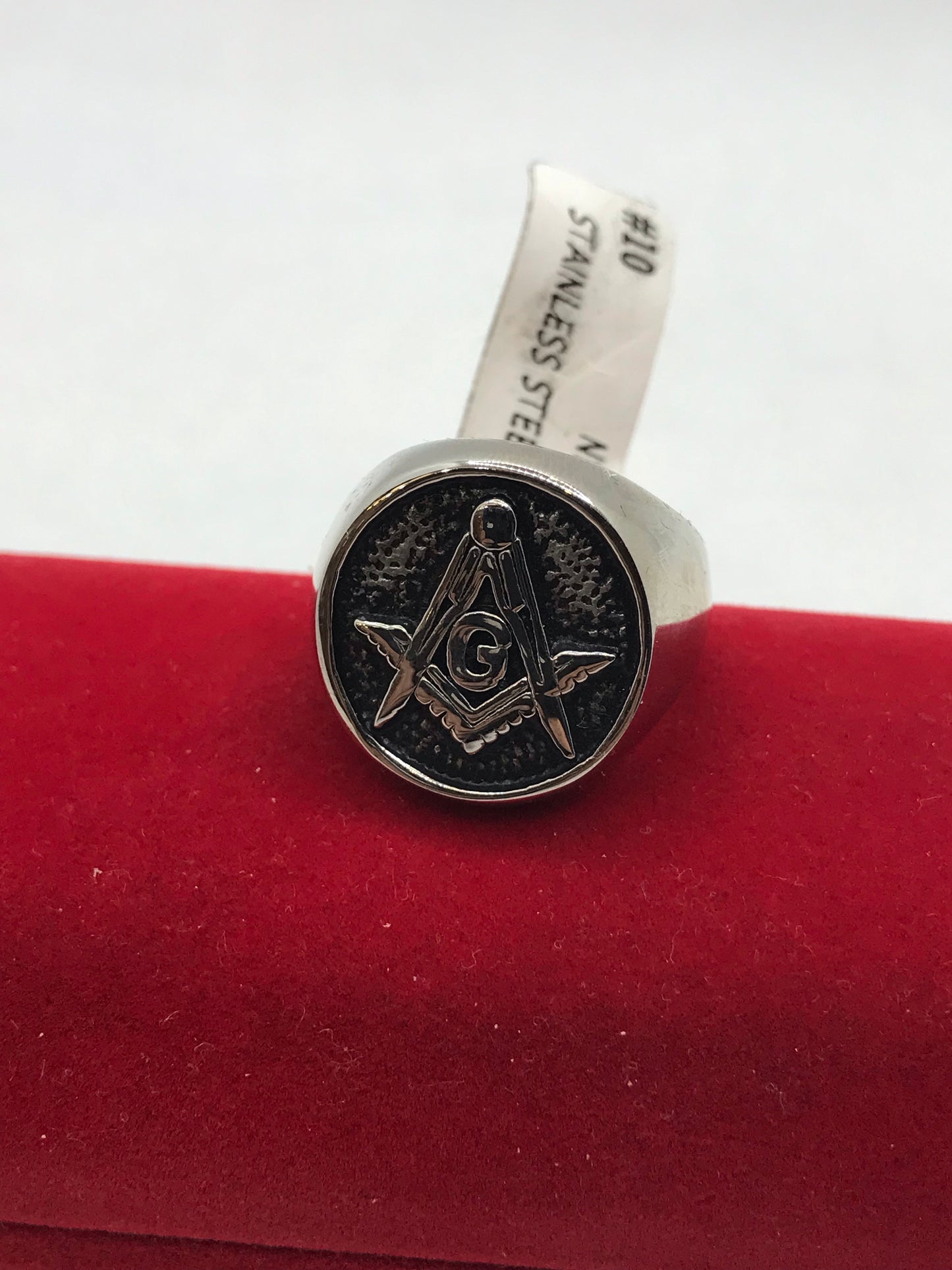 Stainless steel round Masonic ring