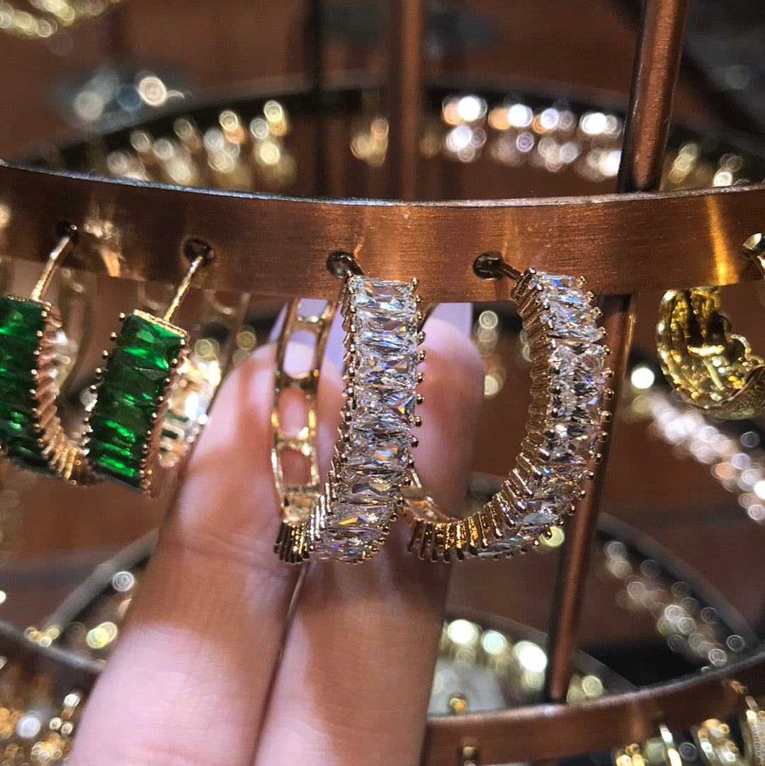 Boucles d'oreilles créoles en diamant pour femme