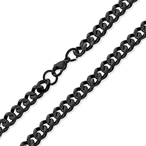 Stainless steel black Cuban link chain