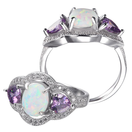 925 Sterling Silver Opal Ring - 7Jewelry