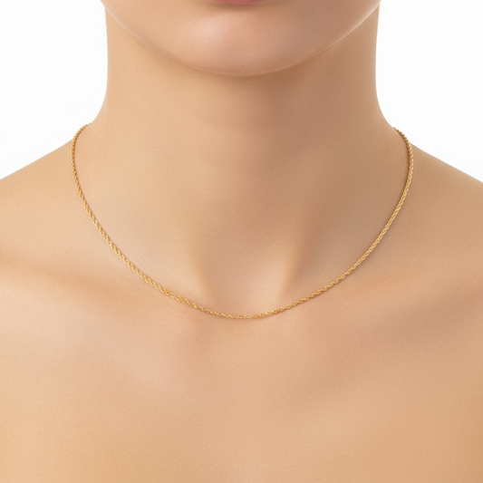 ਅਸਲੀ ਸੋਨੇ ਦੀ ਰੱਸੀ ਦੀ ਚੇਨ (1.25mm)