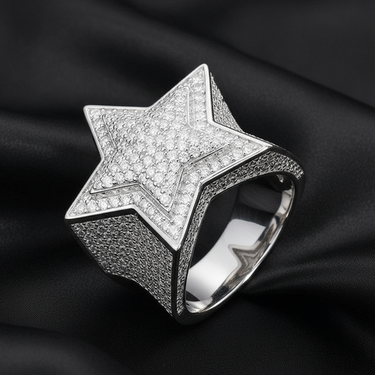Real Silver Moissanite Star Ring