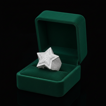 Real Silver Moissanite Star Ring