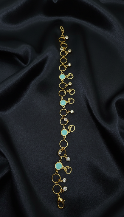 18k gold plated turquoise, blue anklet