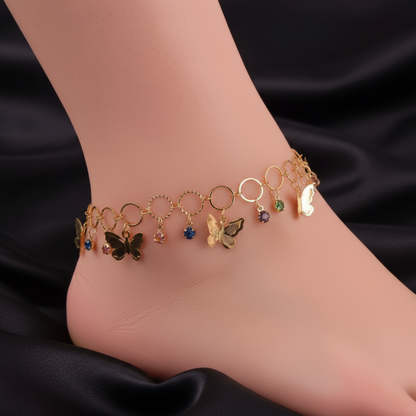 18k gold plated turquoise, blue anklet