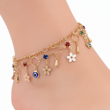 18k gold plated turquoise, blue anklet