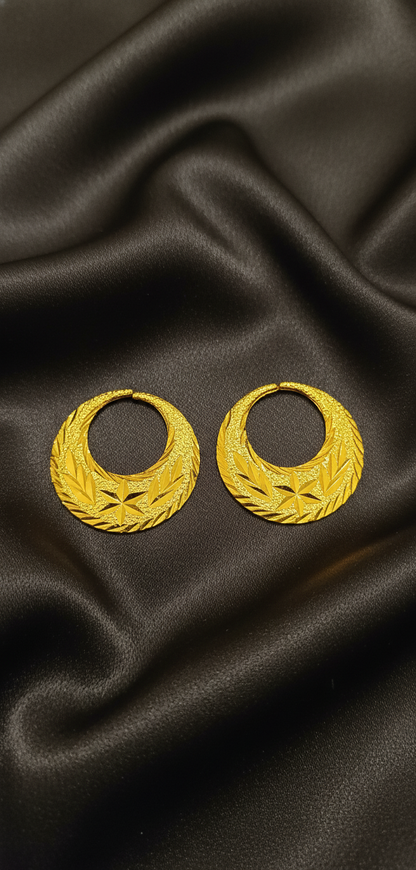 Star Sandblasting Nattiyan Earrings, Real Silver 24k Gold Filled