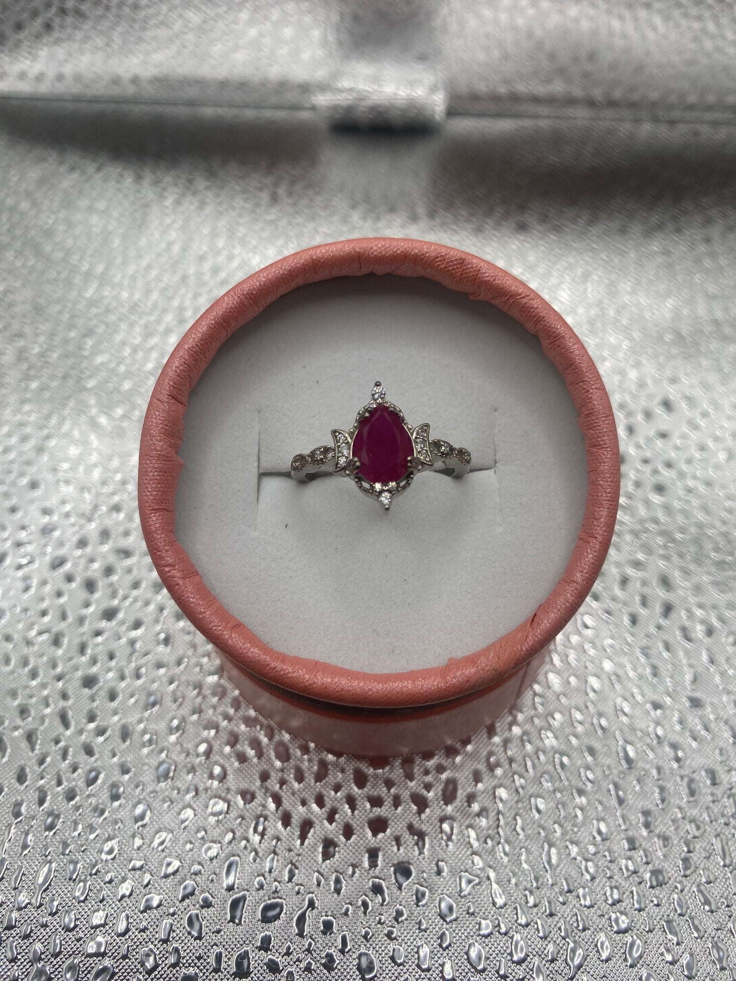 Natural Ruby Real Silver Oval Ring