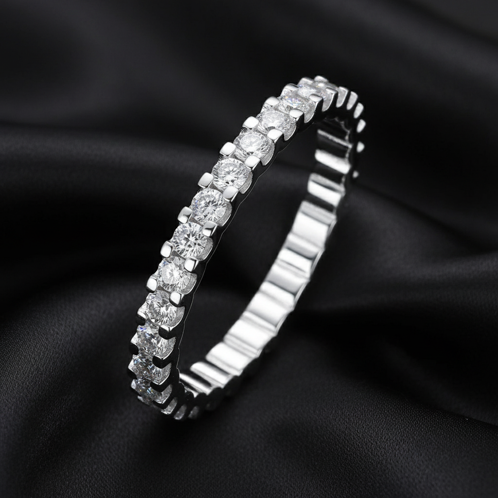 Real Silver Moissanite Women’s Band